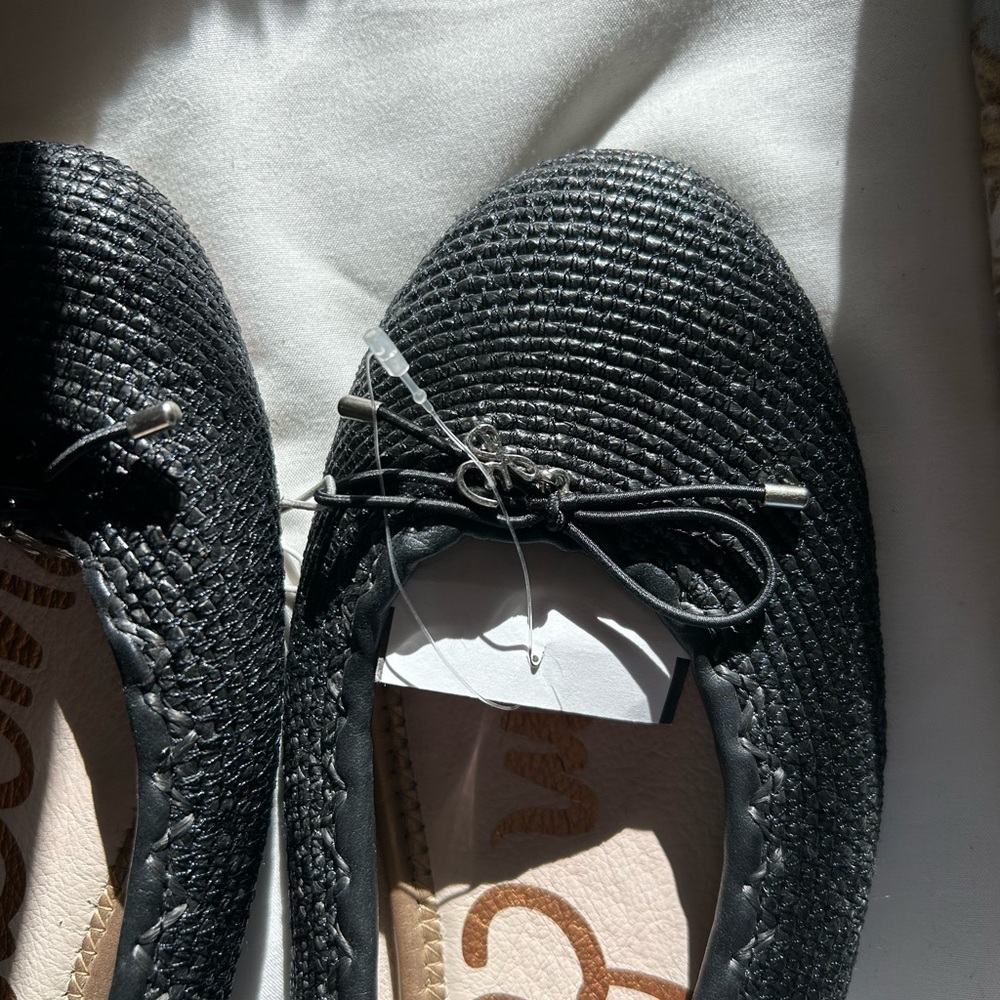 Sam Edelman Black Quilted Ballet Flats with Bow Detail - Picture 2 of 4